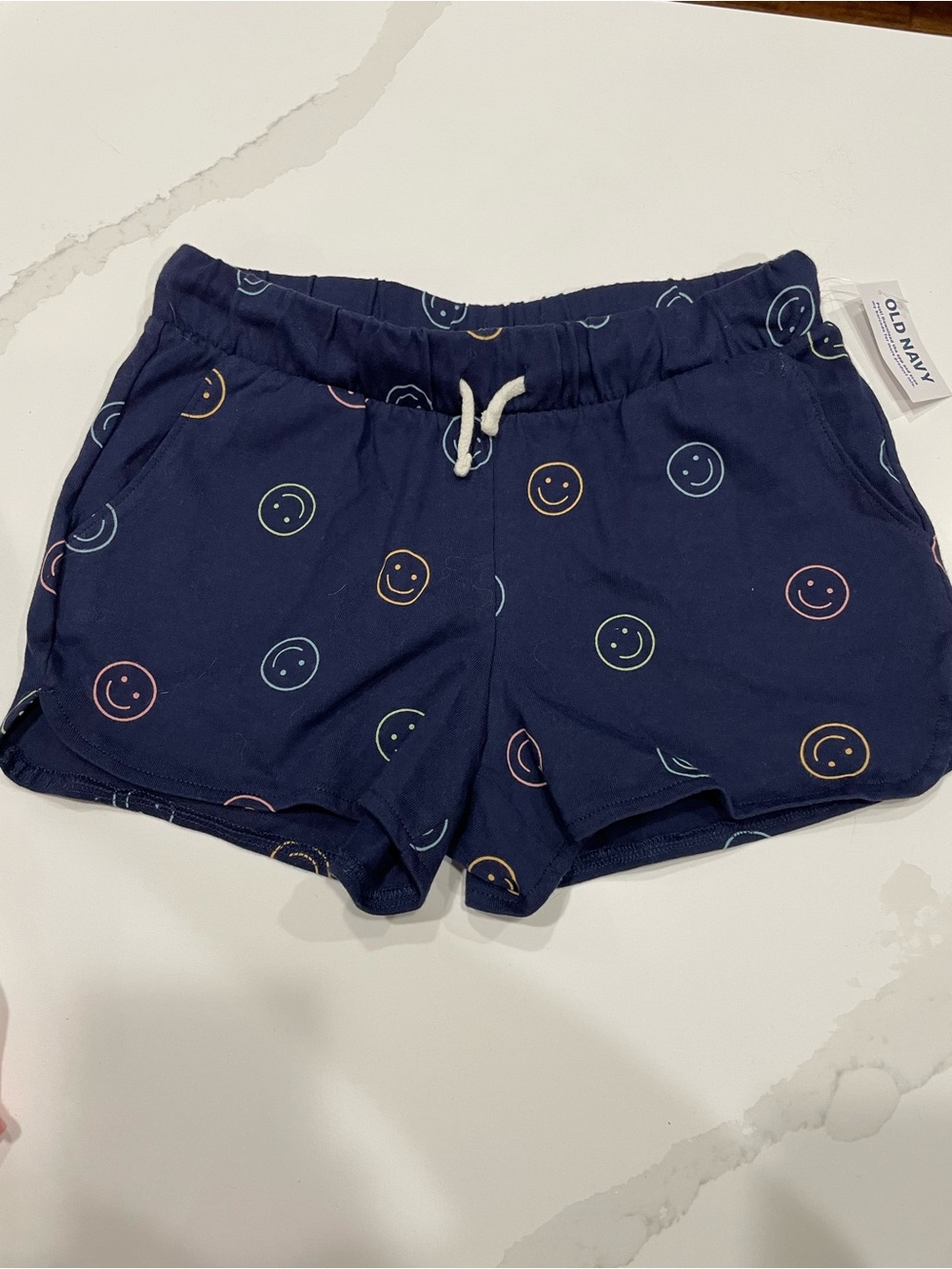 NWT Girls Old Navy Navy Blue Smiley Face Shorts. Size 10-12